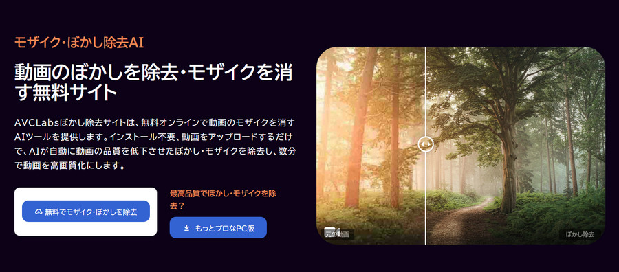 AVCLabsぼかし・モザイク除去（インストール不要のオンライン版）