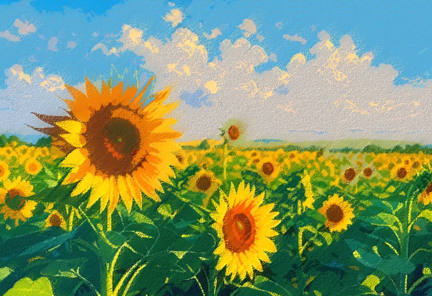 風景写真をイラストにした後