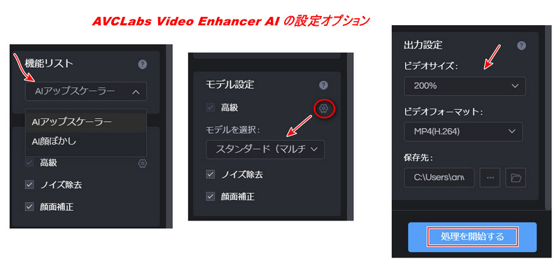 AVCLabs Video Enhancer AIの設定オプション詳細
