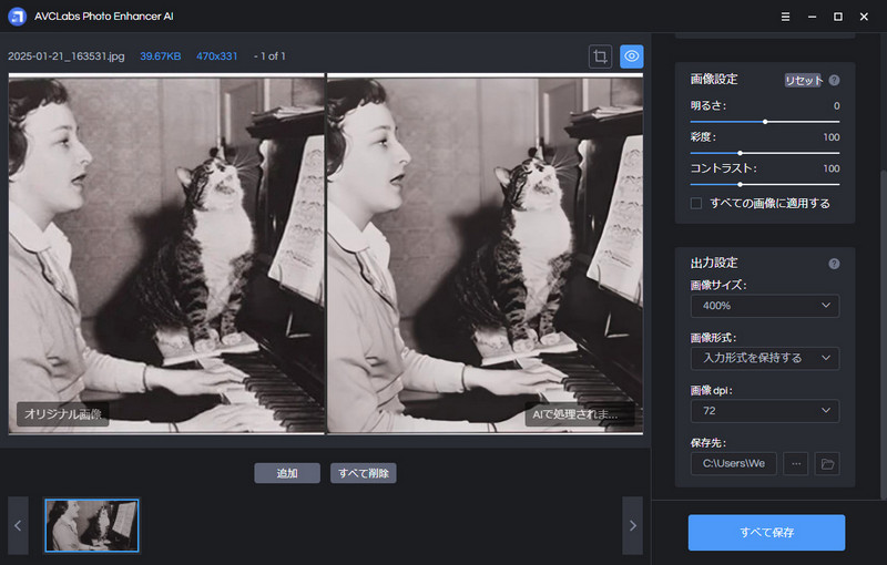 白黒のペット写真を高画質化にカラー化する