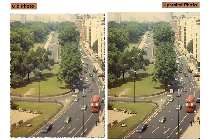 低解像度の防犯カメラの画像、鮮明化前後の対比