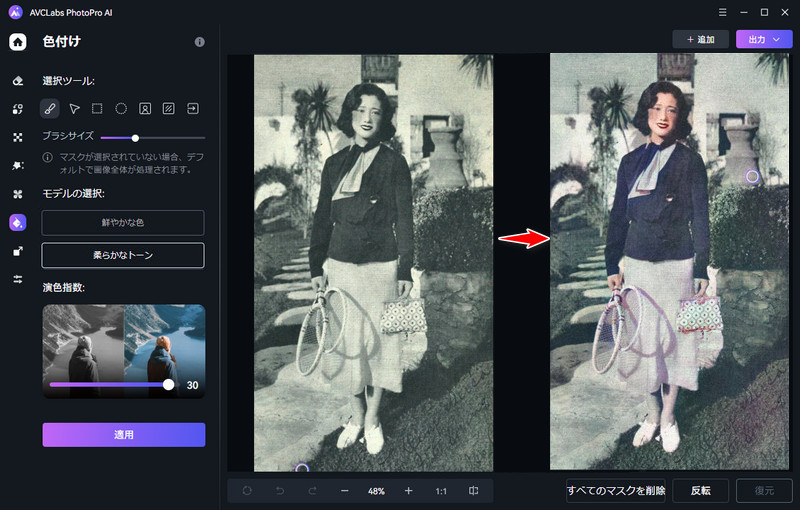 柔らかな色調で写真をカラー化する