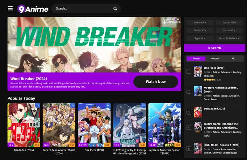 YouTubeのブロックを無料で解除・回避できる無料サイト9anime